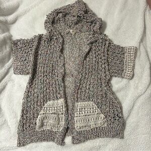 POL Chunky Confetti Knit Oversized Cardigan Women’s Sz S Multi Color Crochet